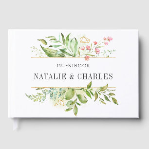 野生のフローラの緑の葉の水の色結婚の ゲストブック