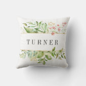 野生のフローラの緑の葉の水色パーソナライズされた クッション (裏面)