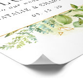 野生のフローラの緑の葉結婚歓迎のサイン ポスター (角)