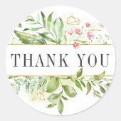 野生のフローラ緑の葉の水の色ありがとう ラウンドシール (正面)
