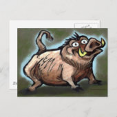 野生のブタ ポストカード (正面/裏面)