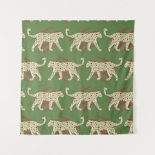 野生のブラシストローク：繰り返し使用したヒョウ タペストリー (正面)