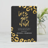 野生のブラック＆ゴールドヒョウ柄バチェロレッテ 招待状 (スタンド正面)