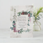 野生のブルゴーニュ素朴ーの灰色のフローラ結婚に 招待状 (スタンド正面)