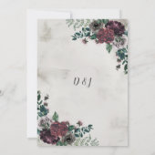 野生のブルゴーニュ素朴ーの灰色のフローラ結婚に 招待状 (裏面)