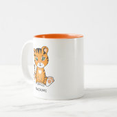 野生のベビータイガー動物の漫画 ツートーンマグカップ (正面左)