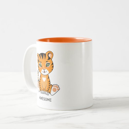 野生のベビータイガー動物の漫画 ツートーンマグカップ (正面左)