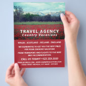 野生のポピー畑、旅行代理店の広告フライヤー チラシ (手)