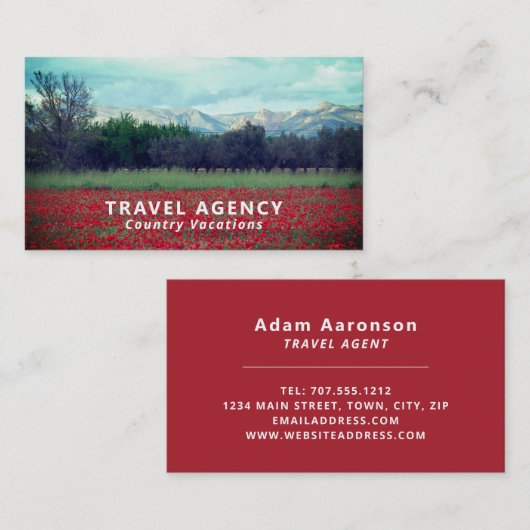 野生のポピー畑、旅行代理店名刺 名刺 (正面/裏面)