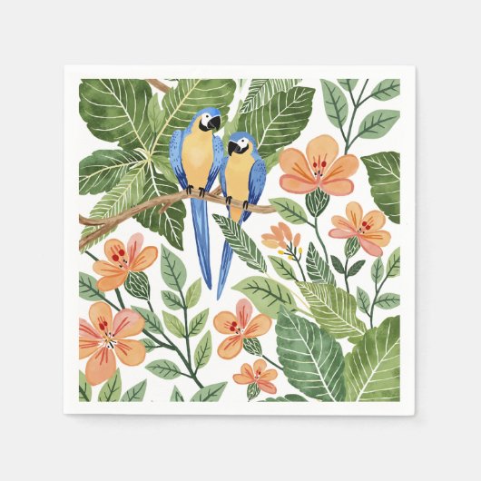 野生のマコージャングルトロピカルウォーター色 スタンダードカクテルナプキン (正面)