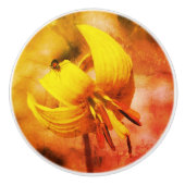 野生のマスのユリの花と虫の友人 セラミックノブ (正面)