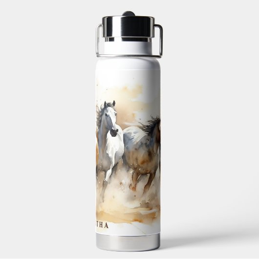 野生のマスタングウマズクエストリアンワイルドウェスト ウォーターボトル (背面)