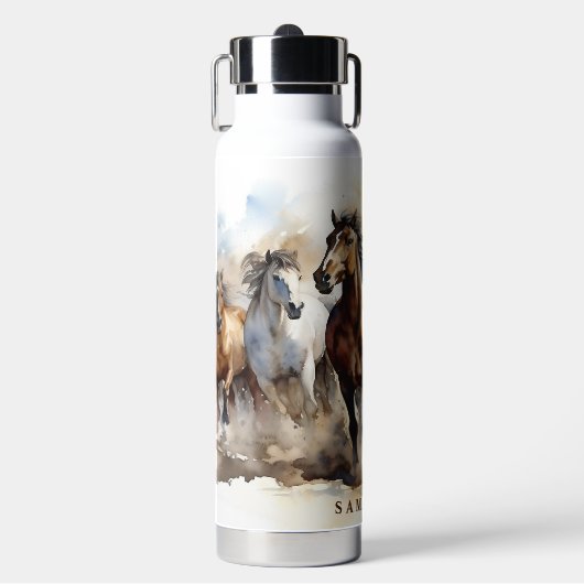 野生のマスタングウマズクエストリアンワイルドウェスト ウォーターボトル (正面)
