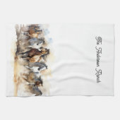 野生のマスタングウマズクエストリアンワイルドウェスト キッチンタオル (横)