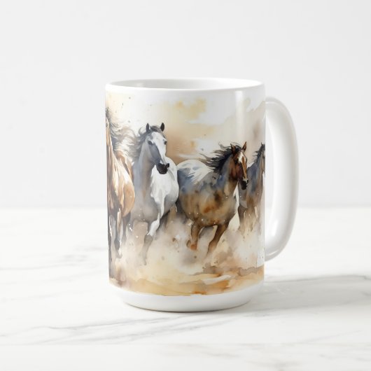 野生のマスタングウマズクエストリアンワイルドウェスト コーヒーマグカップ (正面右)