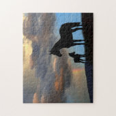 野生のマスタングマーレと虹の群れ ジグソーパズル (縦)