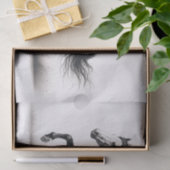 野生のマスタング馬の黒と白のデコパージュ 薄葉紙 (ギフト)