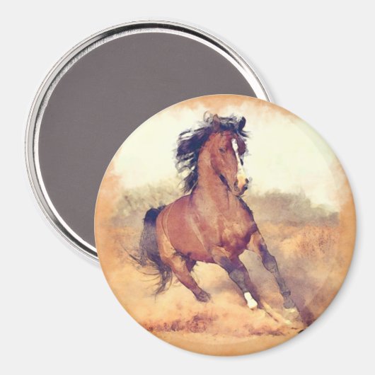 野生のマスタング馬スタンピードウォーターの色 マグネット (正面/裏面)