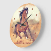 野生のマスタング馬スタンピードウォーターの色 ラージ壁時計 (傾斜)