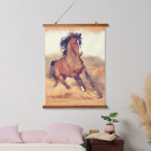 野生のマスタング馬スタンピードウォーターの色 吊り下げ型タペストリー (寝室)