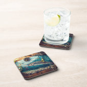 野生のマス川 | 魚釣り素朴コースターセット コースター (右側)