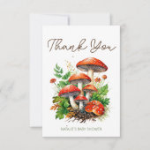 野生のマッシュルームの赤ちゃんシャワー サンキューカード (正面)