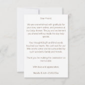 野生のマッシュルームの赤ちゃんシャワー サンキューカード (裏面)