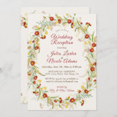 野生のマリゴールドの花々の葉の結婚式のレセプション 招待状 (正面/裏面)