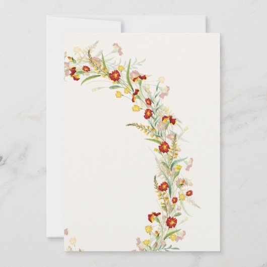 野生のマリゴールドの花の葉のウェディングシャワー 招待状 (裏面)