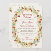 野生のマリゴールドの花の葉のウェディングシャワー 招待状 (正面/裏面)