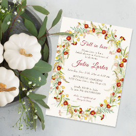 野生のマリゴールドの花の葉のブライダルシャワー 招待状