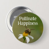 野生のミツバチ写真ミツバチが幸せを受粉 缶バッジ (正面&裏面)