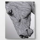 野生のミニマリスト ライン アートの馬の流れ フォトプラーク (正面)