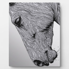 野生のミニマリスト ライン アートの馬の流れ フォトプラーク