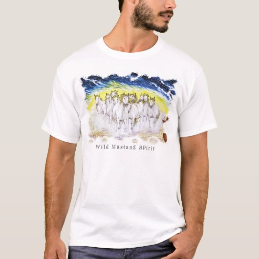 野生のムスタングの精神 Tシャツ (正面)