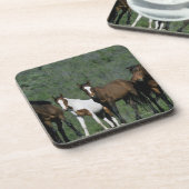 野生のムスタングの馬のグループ コースター (左側)