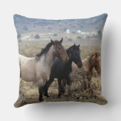 野生のムスタングの馬5 クッション (裏面)