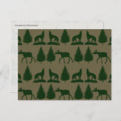 野生のムースウルブズパインツリータン素朴グリーン ポストカード (正面/裏面)
