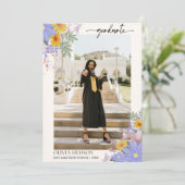 野生のモダンフローラ水彩写真卒業 招待状 (スタンド正面)