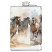 野生のモダンマスタング馬の馬馬馬馬馬水色 フラスク (裏面)