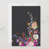 野生のモダン花のスクリプト写真の暗い卒業 案内状 (裏面)