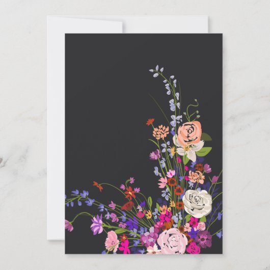 野生のモダン花のスクリプト写真の暗い卒業 案内状 (裏面)