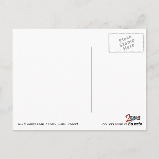 野生のモンゴル馬、ゴビ砂漠のポストカード ポストカード (裏面)