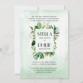 野生のモンステラの熱帯フォーマルの結婚葉 招待状 (正面)