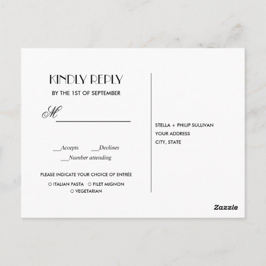 野生のモンステラ熱帯葉ウェディングRSVP ポストカード (裏面)