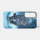 野生のユキヒョウ歩く霜に魅了された森 SAMSUNG GALAXYケース (裏面横)