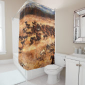 野生のランニング馬の群れ。～芸術的に取り組む シャワーカーテン (インサイチュ)