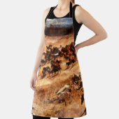 野生のランニング馬の群れ。芸術的働く エプロン (インサイチュ)