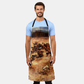 野生のランニング馬の群れ。芸術的働く エプロン (着用した状態)