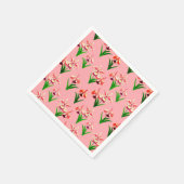野生のラン – コーラルピンクのランと葉 スタンダードカクテルナプキン (角)